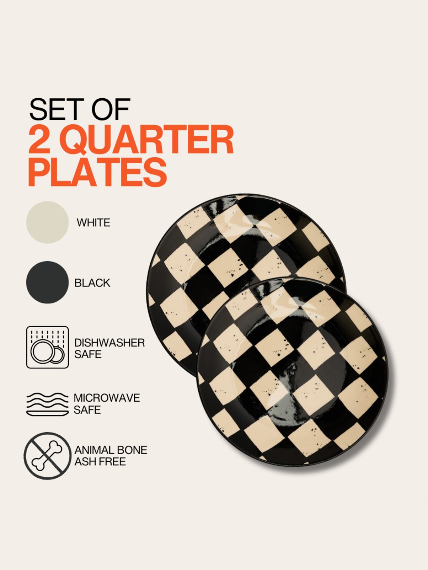 BlackCarrot Black & White Ceramic Snack Plates - Set of 2