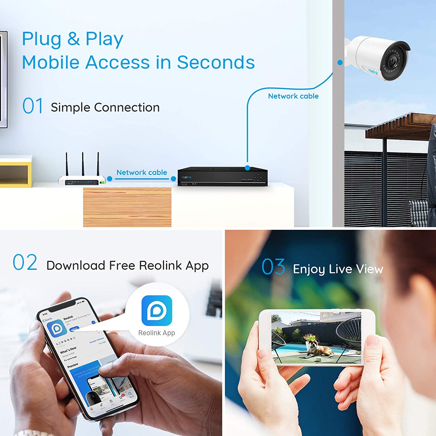 Reolink 16 Channel 4K PoE NVR Support 4K/8MP 5MP 4MP PoE/WiFi Cameras with 3TB HDD Network Video Recorder RLN16-410