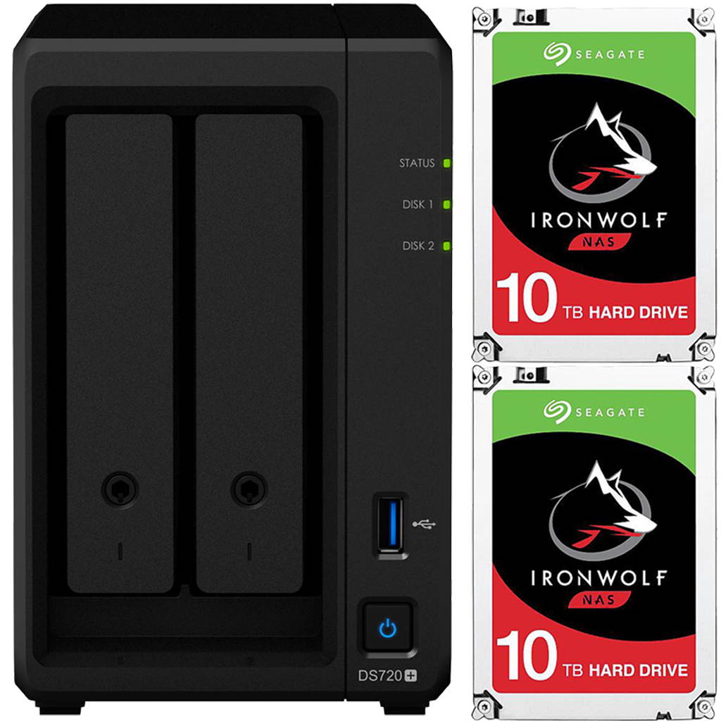 Synology DS720+ DiskStation with 6GB RAM and 16TB (2 x 8TB) of Seagate Ironwolf NAS Drives Fully Assembled and Tested By CustomTechSales