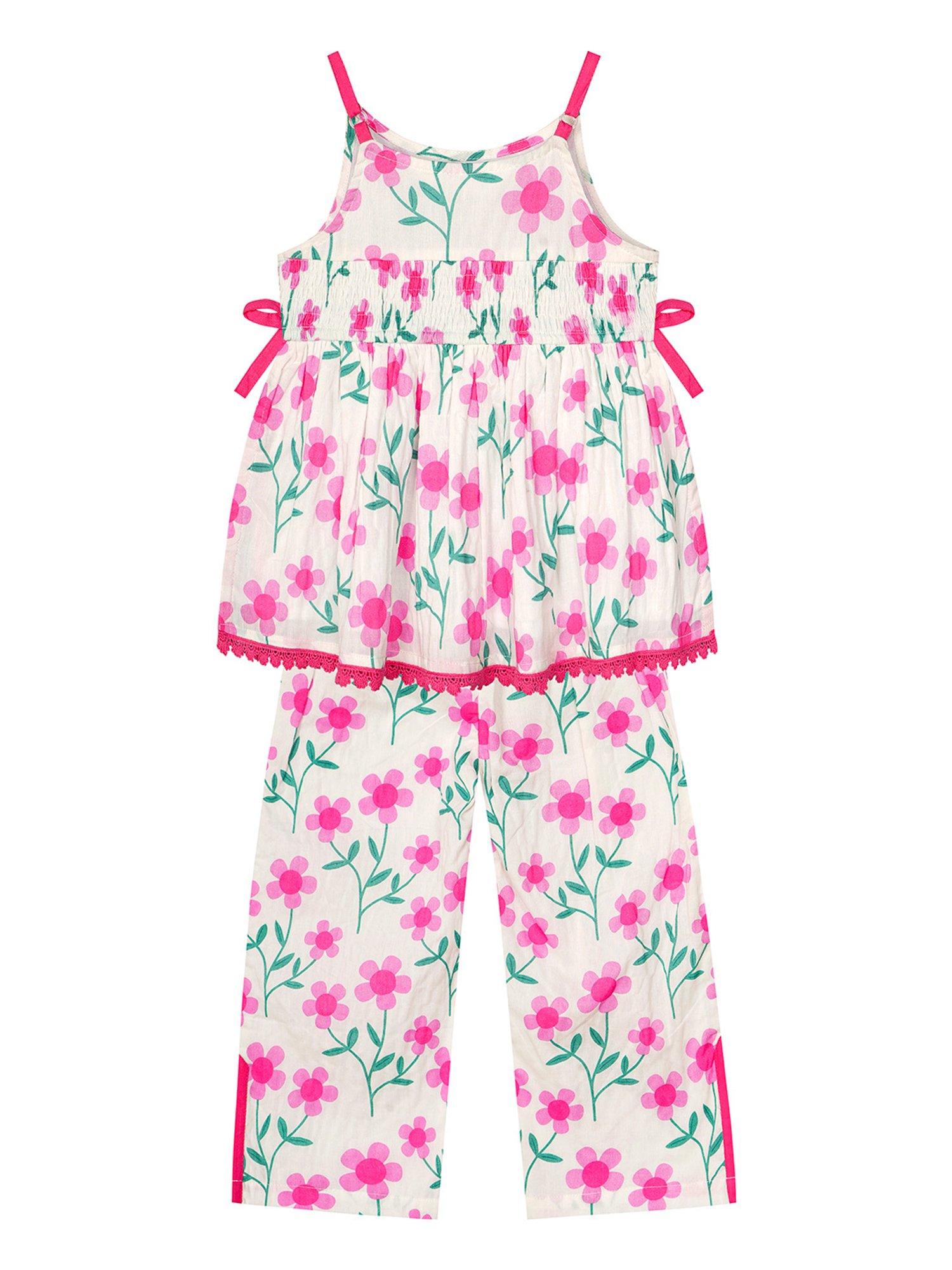 Budding Bees Kids Pink Floral Print Top with Pyjamas