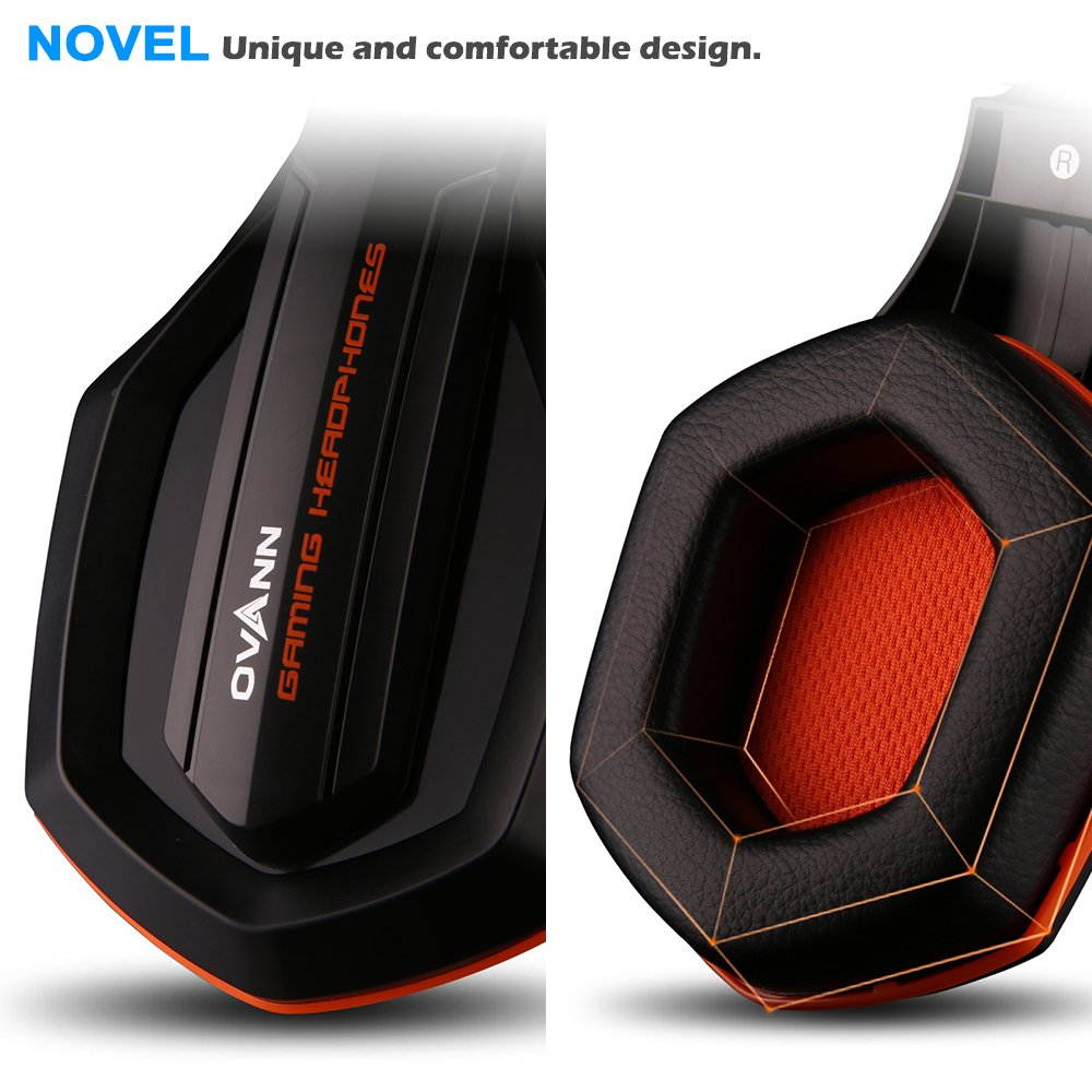 Gaming Headset,DLAND 3.5mm Wired Bass Stereo Noise Isolation Gaming Headphones with Mic for Laptop Computer, Cellphone, PS4 and so on- Volume Control (Black and Orange)