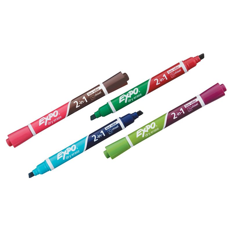 4pk Dry Erase Marker 2-in-1 Chisel Tip Multicolor - Expo