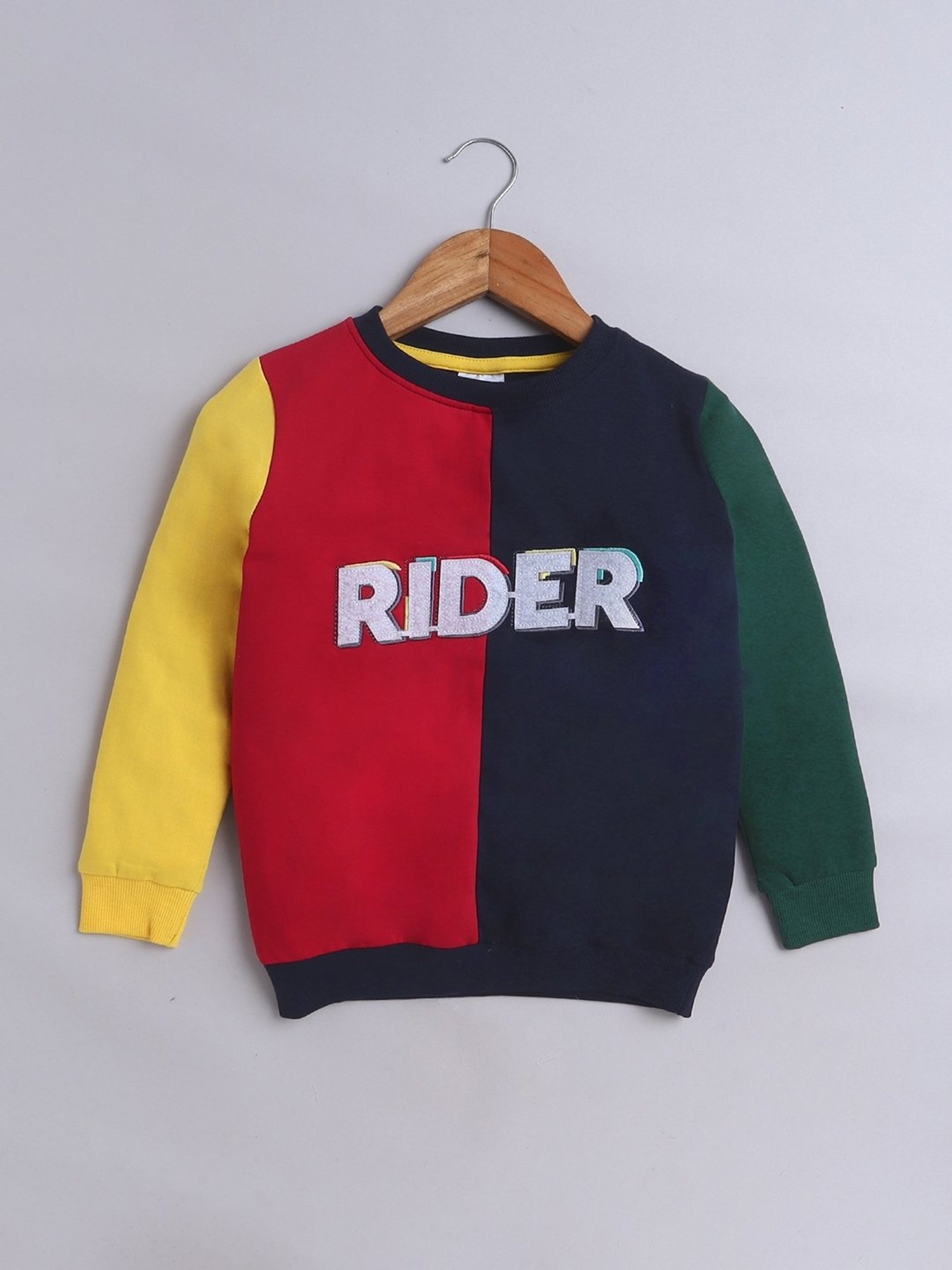 Bumzee Kids Multi Cotton Color Block Pattern Sweatshirt