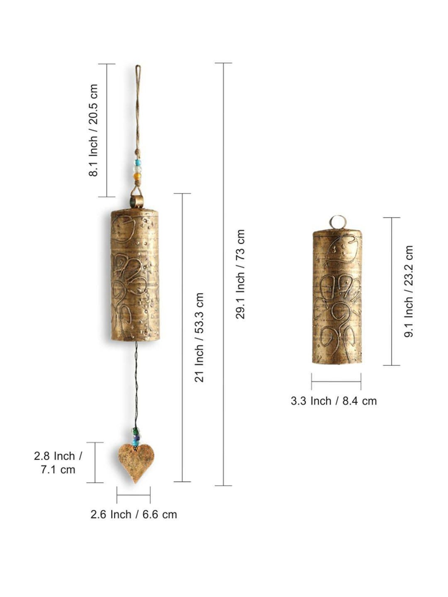 ExclusiveLane Golden Iron Sonorous Ghantadi Kutch Decorative Hanging Wind Chime