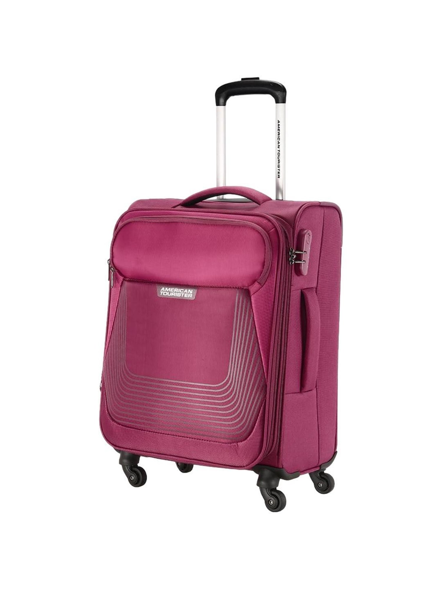 American Tourister Southside Lite Magenta Striped Soft Cabin Trolley Bag - 58 cm