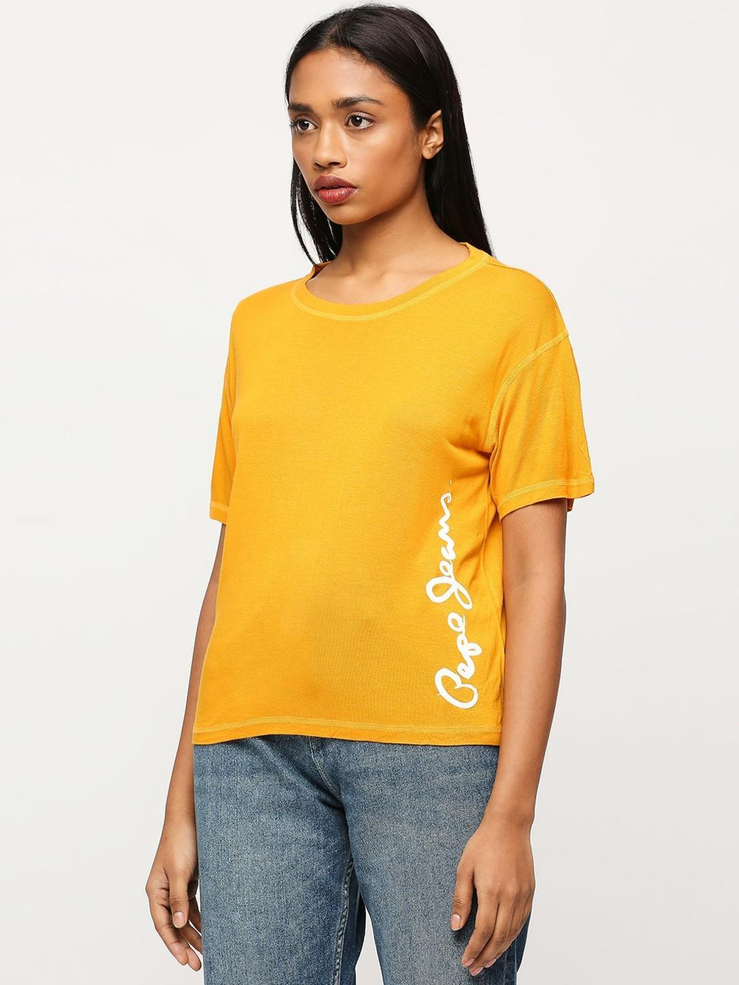 Pepe Jeans Yellow Logo Print T-Shirt