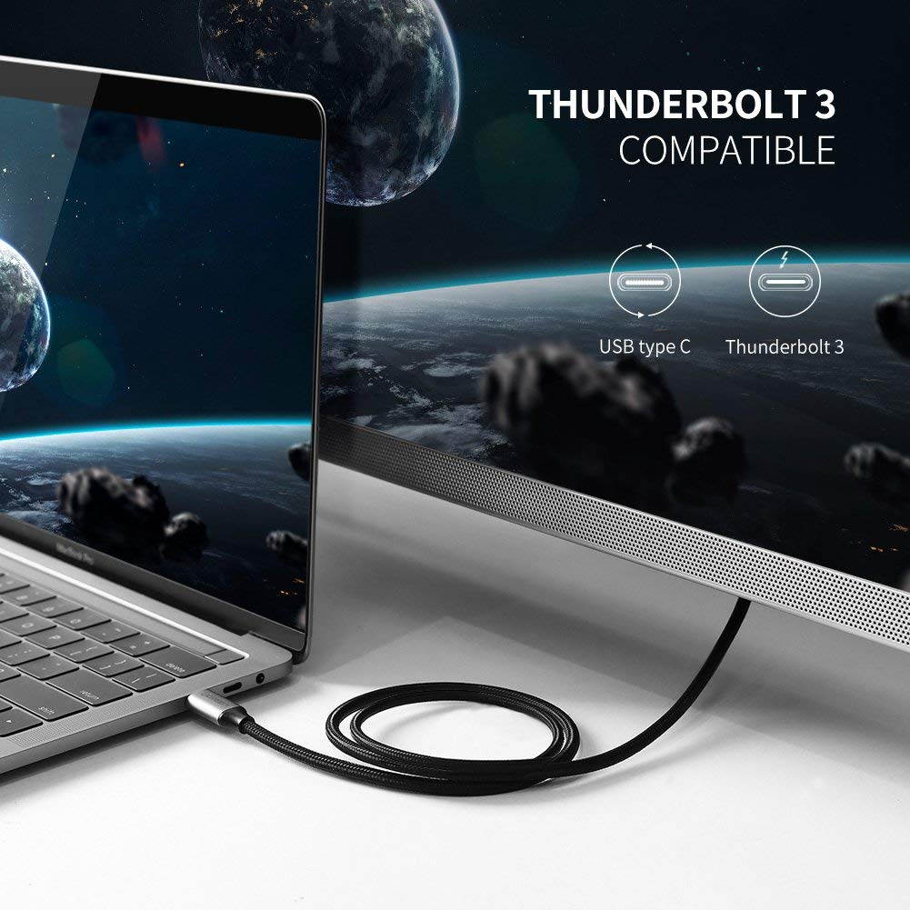 Jansicotek USB C to HDMI Cable(4K@60Hz), USB Type-C to HDMI Cable Adapter Cable Compatible with 2018/2017 Macbook Pro, Surface Book 2, Samsung Galaxy S9/S8 Plus(White, 5FT)