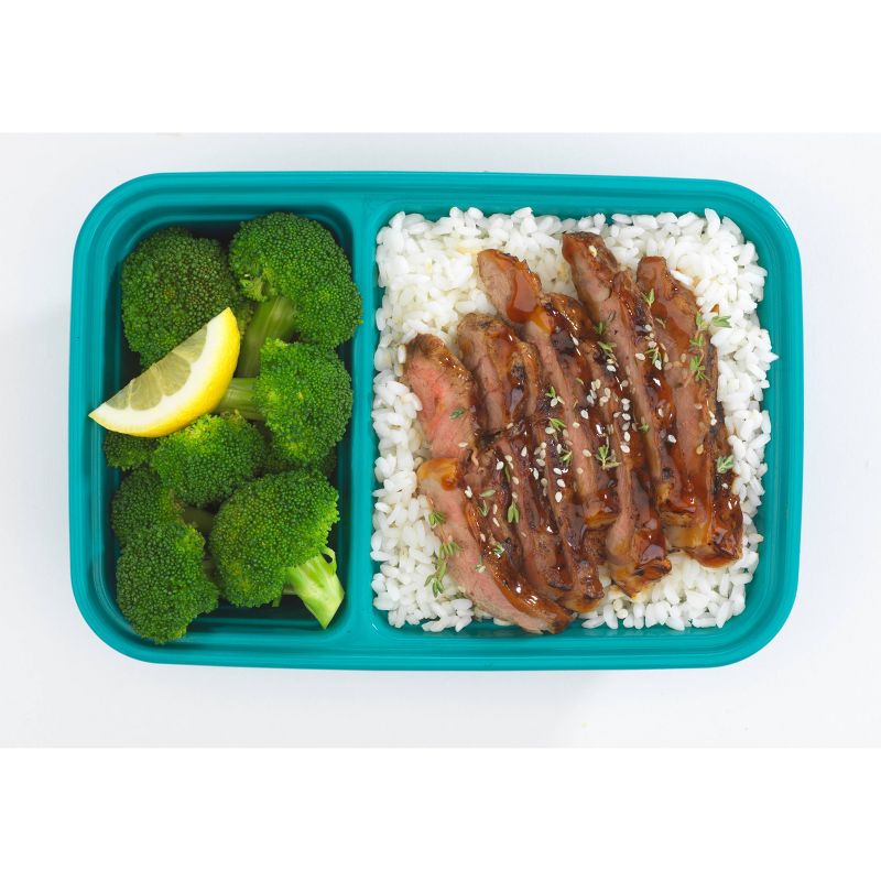 GoodCook Meal Prep 2 Compartment Large Rectangle Dark Teal Containers + Lids - 10ct