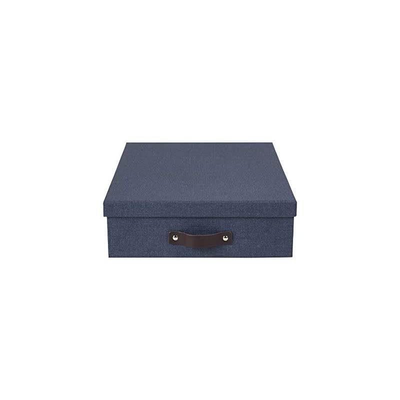 Oskar Canvas Fiberboard Document Letter Box, 3.3 x 10.2 x 13.8 in, Blue