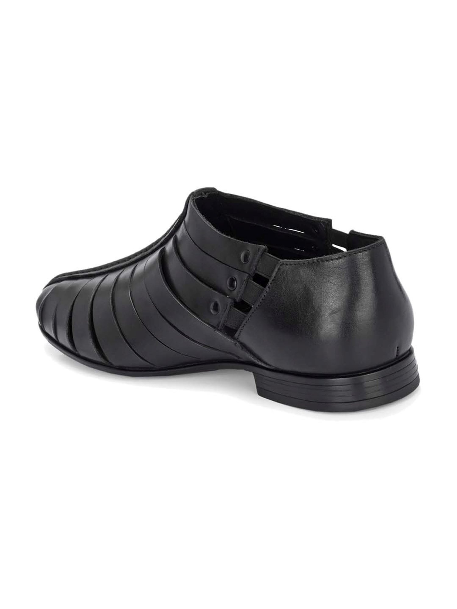 Hitz Men's Black Fisherman Sandals