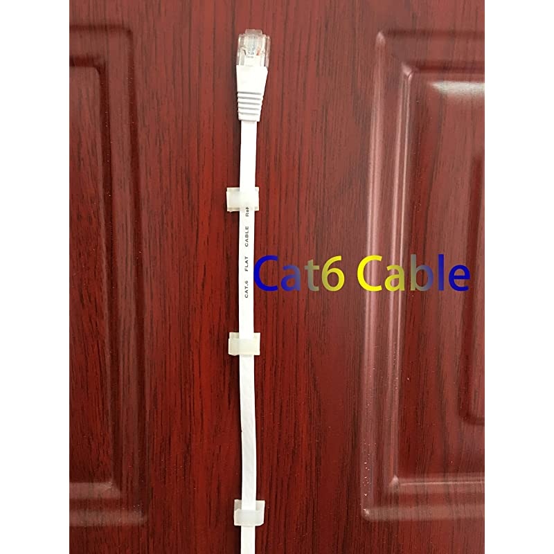 Ethernet Cable Clips 60 Pack 8mm SelfAdhesive Wire Clips Cord Clamp Cable Management for Cat6 Cat5 and Cat7 Flat Ethernet CableWhite