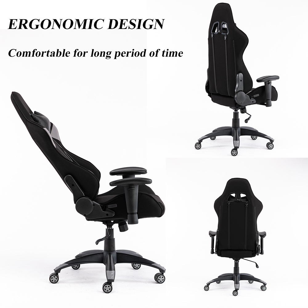 Gaming Chair, High Back Computer Chair Tilt Back Adjustable Armrest Height with Lumbar Support Headrest