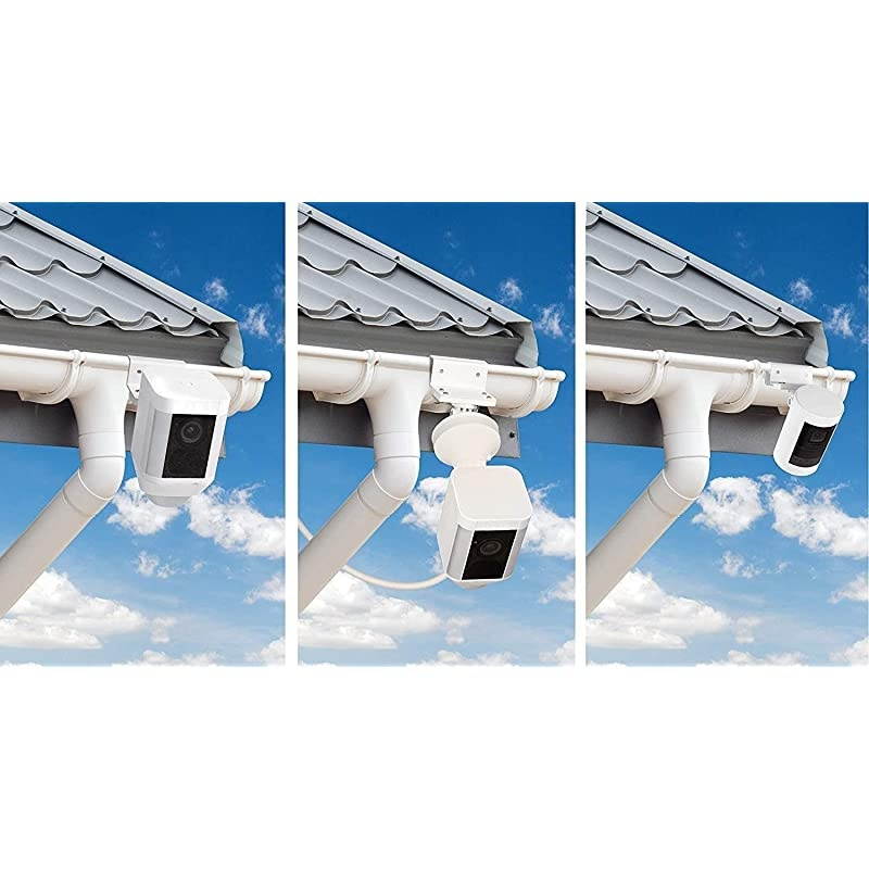Weatherproof Gutter Mount Compatible with Ring Spotlight Cam Battery amp Wired Ring Stick Up Cam Battery amp Wired and Ring Solar Panel with Universal Adapters Black