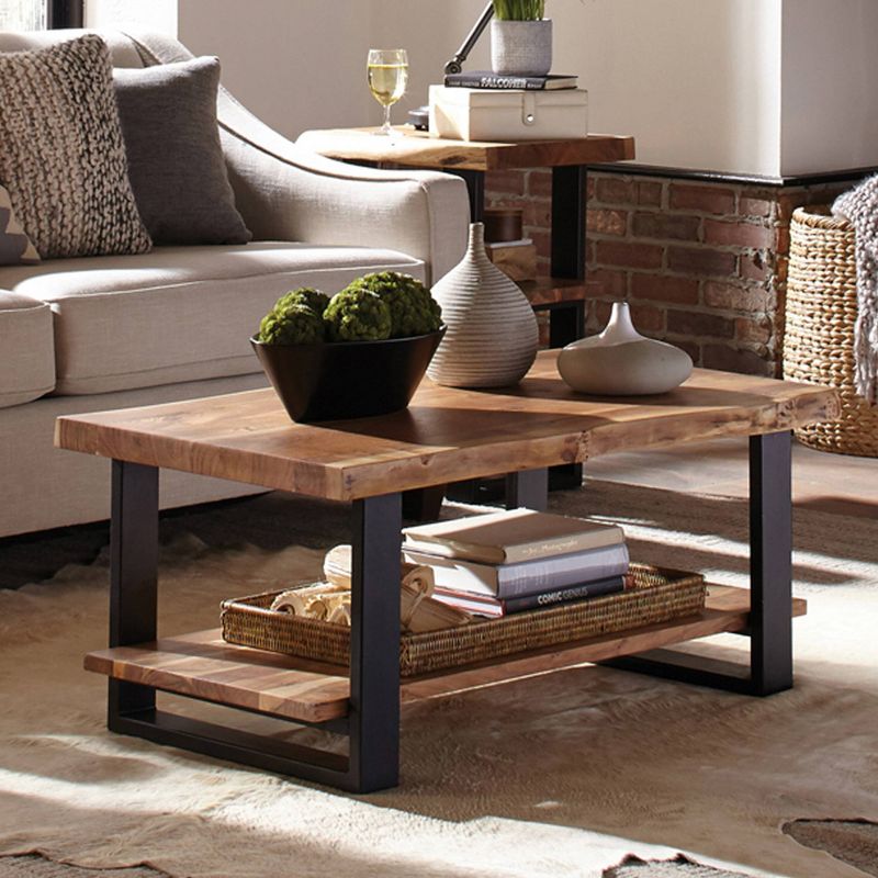 Alpine Live Edge Wood Coffee Table Natural - Alaterre Furniture