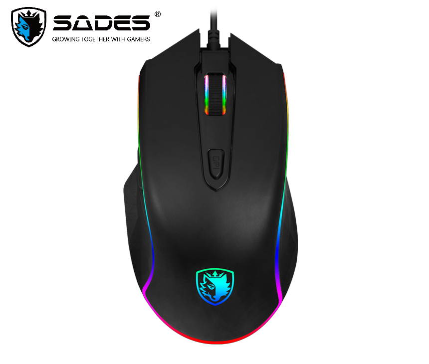SADES Scythe FPS Gaming Mouse 4000DPI 7 programmable buttons 11 RGB lighting Opto-electronic Ambidextrous Ergonomic Mouse
