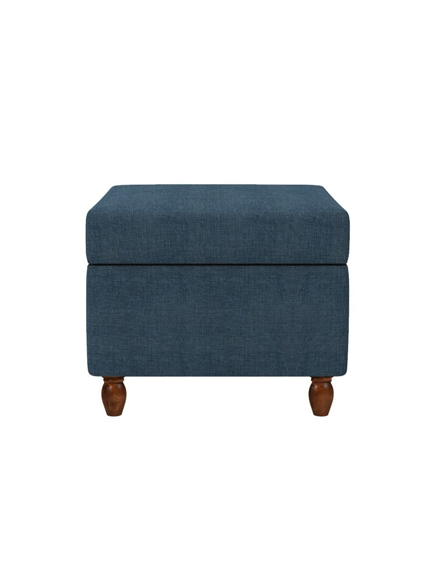 Chumbak Sailor Blue Mango Wood Modern Trunk Storage Ottoman