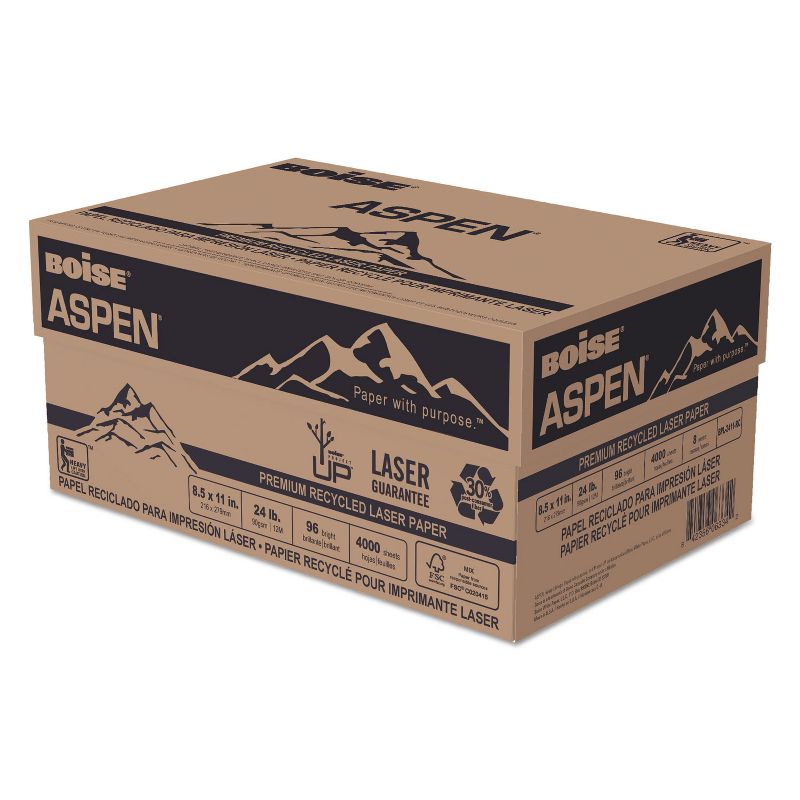 Boise ASPEN Premium Laser Paper 96 Bright 24lb 8-1/2 x 11 White 500 Sheets/Ream BPL2411RC
