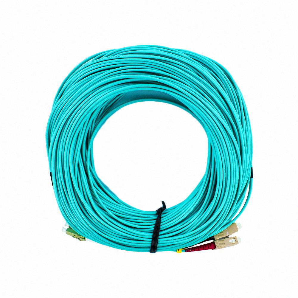 NavePoint LC-SC 10GB Fiber Optic Cable Duplex 50/125 Multimode 50M Aqua