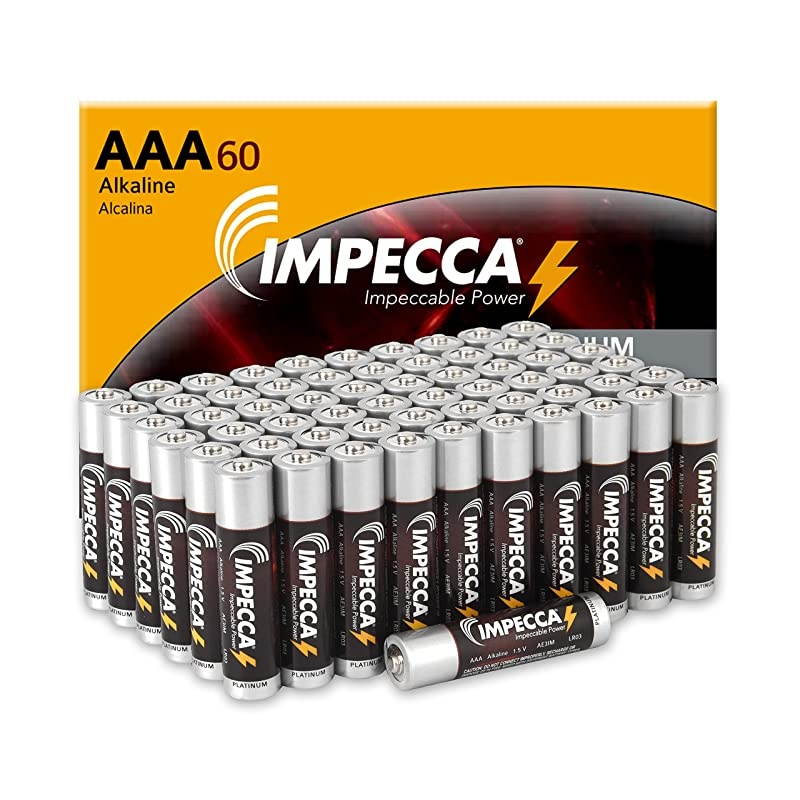 AAA Alkaline Batteries 60 Pack HighPerformance Long Lasting and Leak Resistant Premium LR6 Battery Platinum Series Recloseable Box 60 Counts