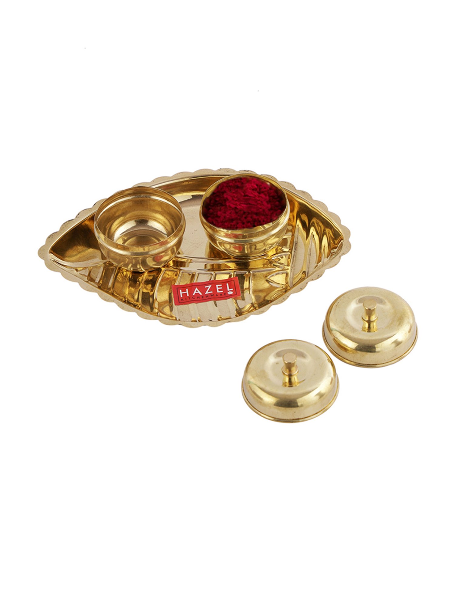 HAZEL Shank Karma Gold Brass Aarti Thali