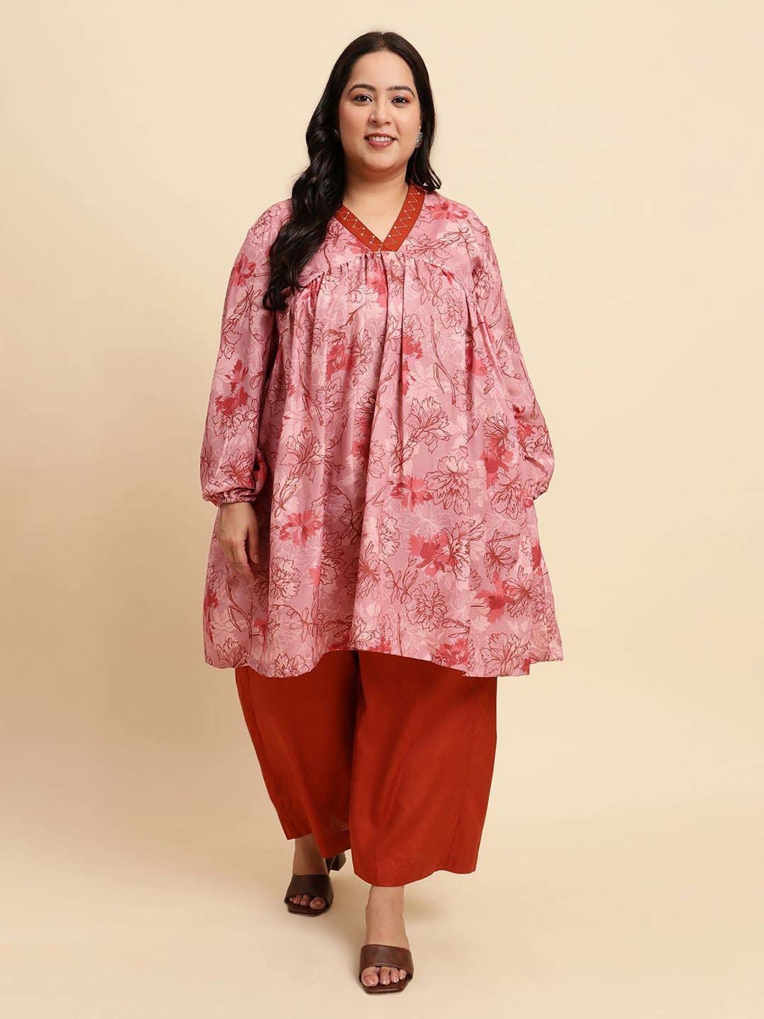 Sringam Pink Printed Co-Ord Sets
