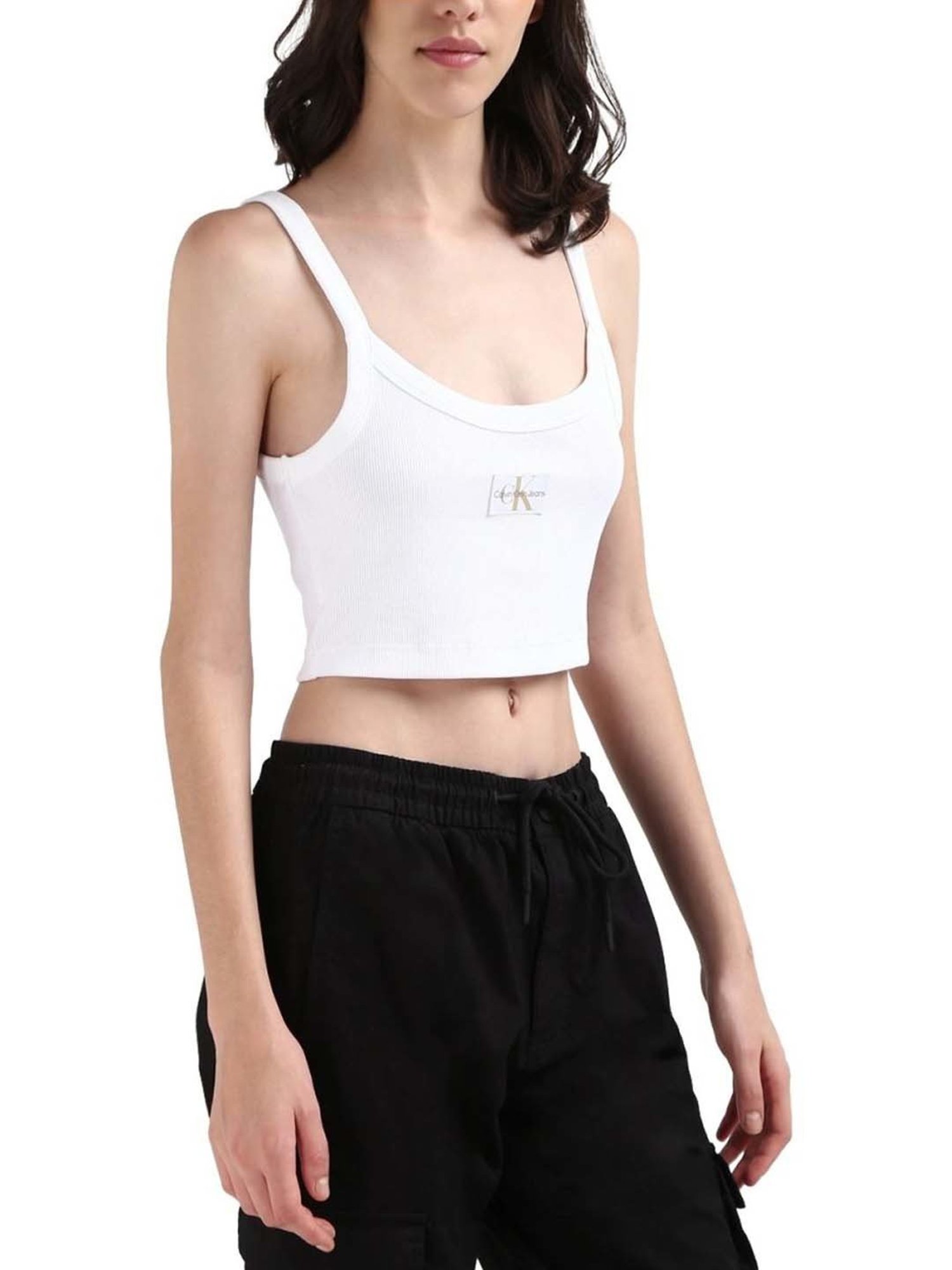 CALVIN KLEIN White Regular Fit Crop Top