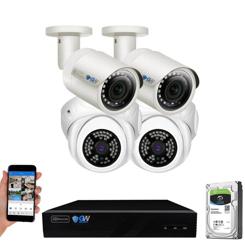 GW 8 Channel H.265 HEVC NVR w/ 4K HDMI Output 5MP Security System, 8 x HD 5MP IP PoE Camera (2592 x 1920p) In/Outdoor Digital WDR - 5 Megapixel (More Pixels Than 1080P, 300% More Detailed Than 720P)
