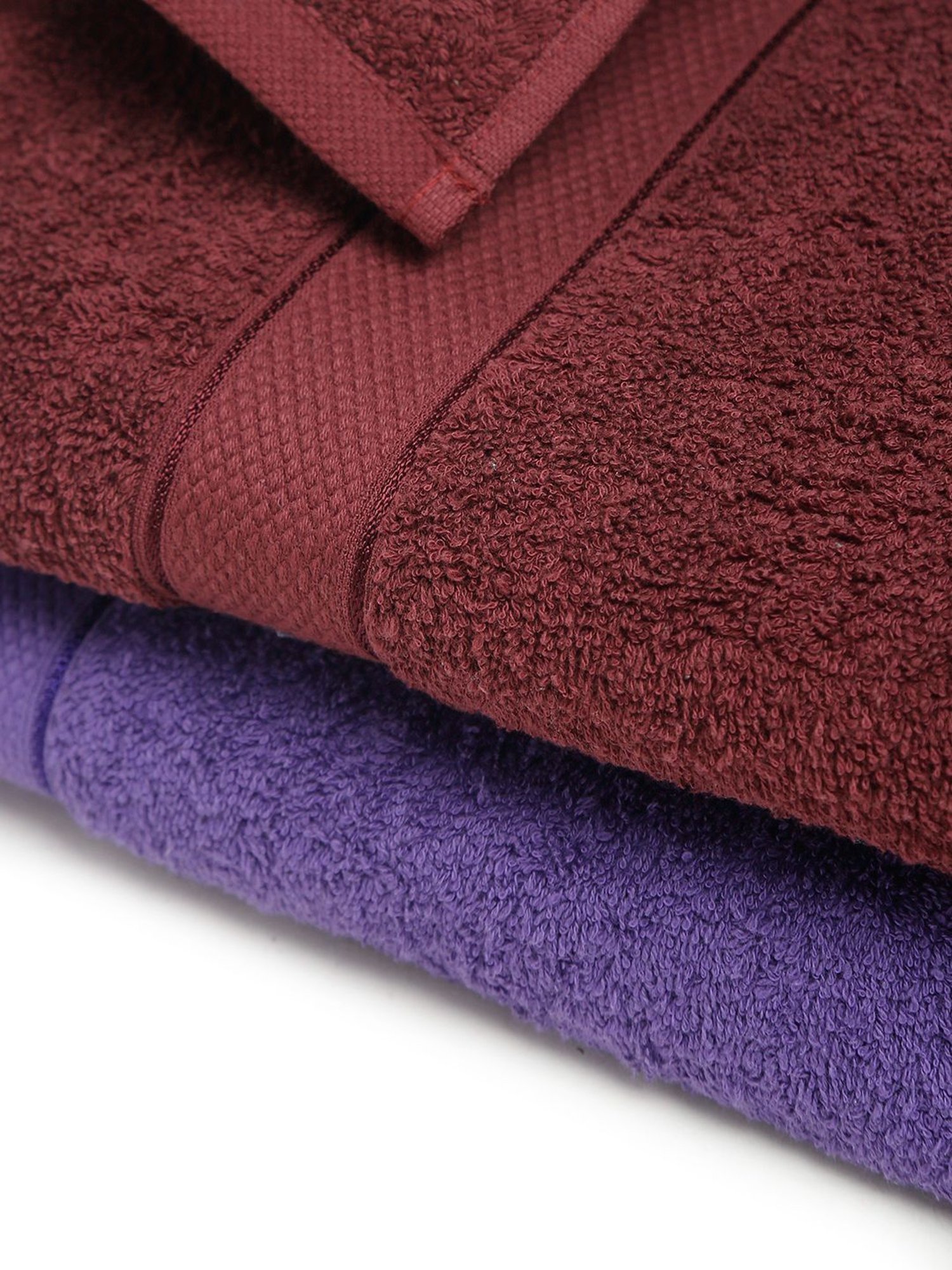 Creeva Violet & Wine 525 GSM Cotton Bath Towel Set of 2