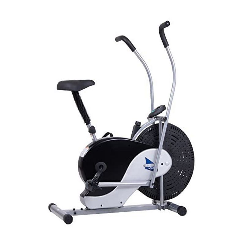 Body Flex Sports Body Rider BRF700 Stationary Full Body Cardio Exercise Upright Fan Bike with Dual Action Handlebars and Adjustable Seat