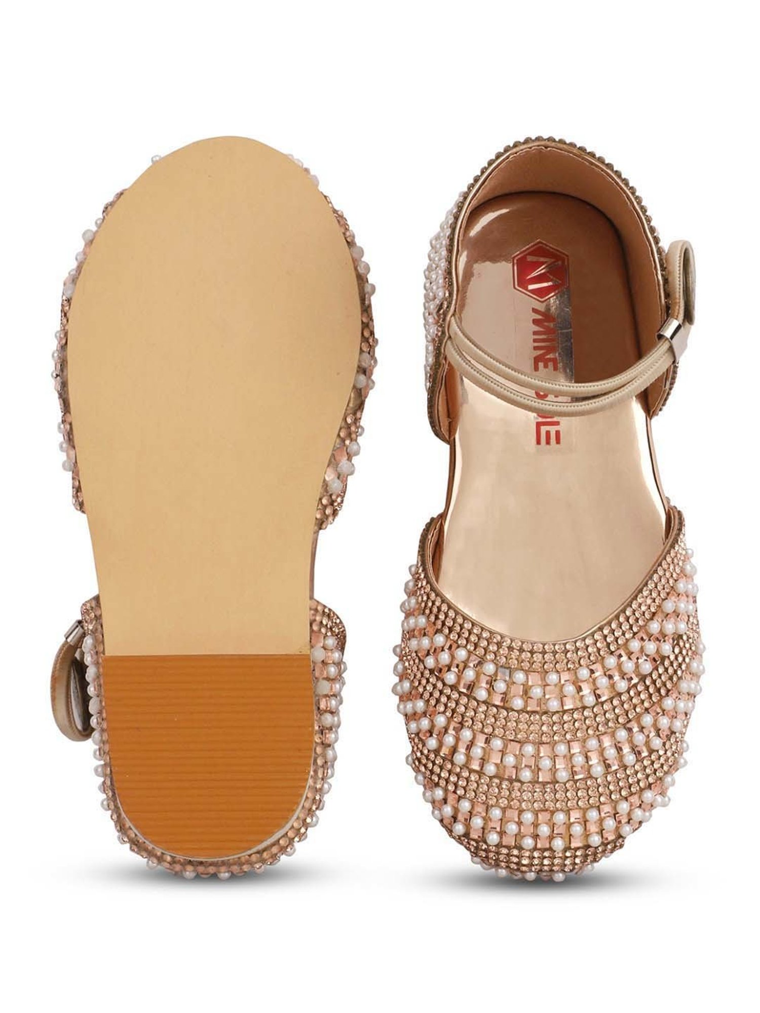 Minesole Kids Rose Gold Ethnic Sandals