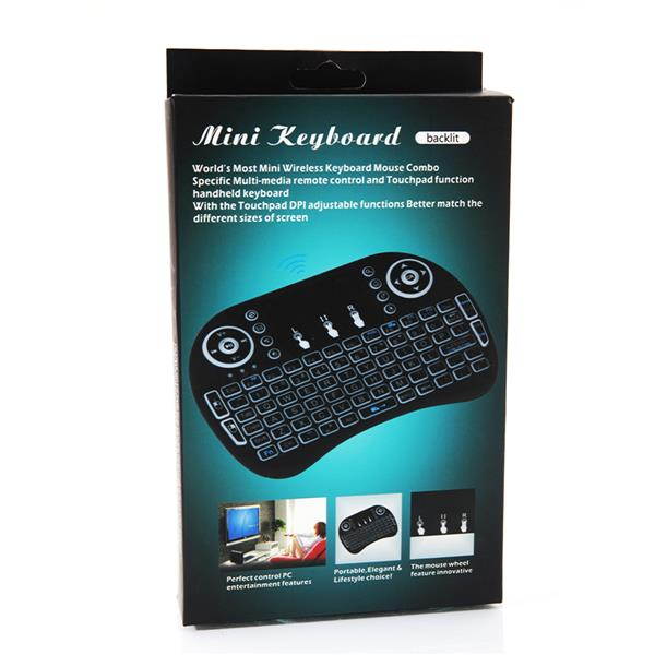 MINI i8 2.4GHz 3-color Backlight Wireless Keyboard with Touchpad Black
