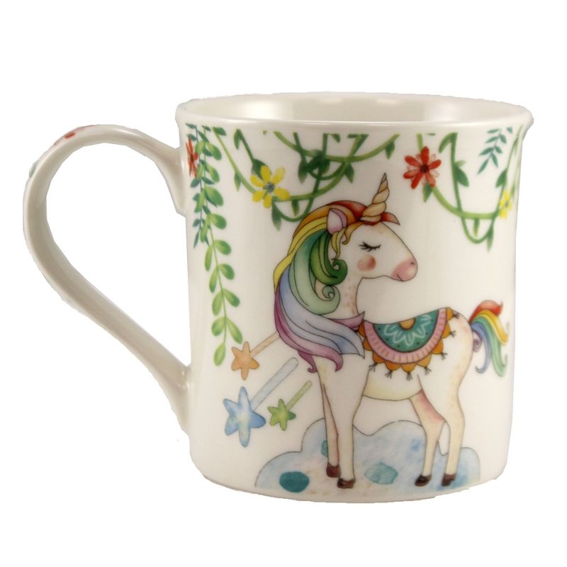 Tabletop 3.5" Unicorn Mug Flowers Vines Spiraling Horn Burton & Burton  -  Drinkware