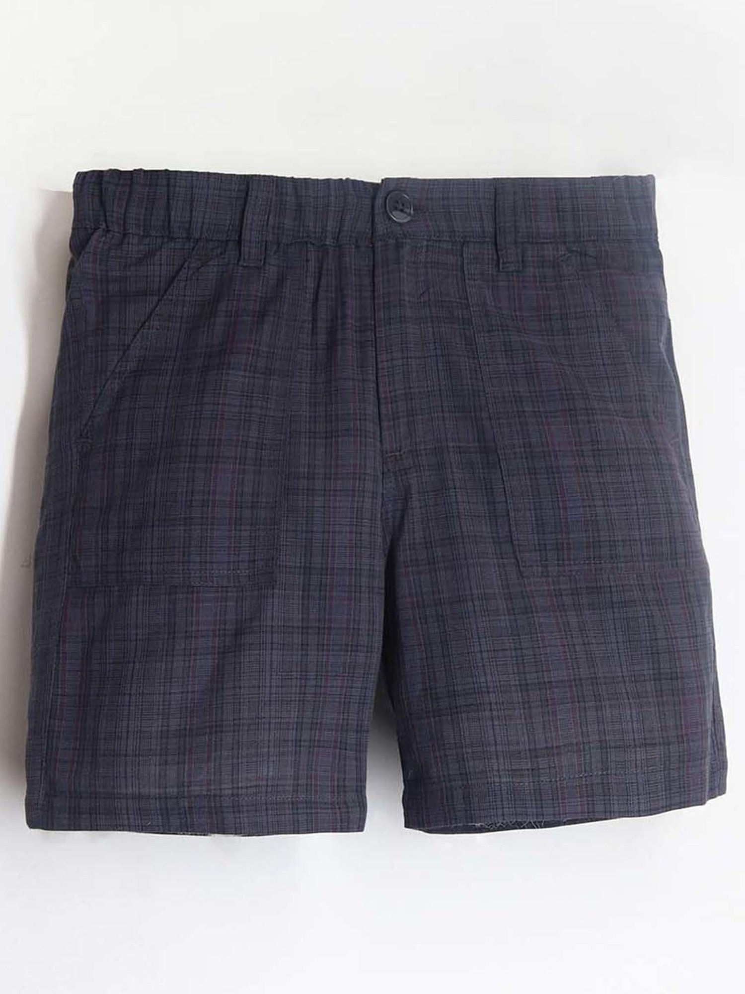 Cherry Crumble By Nitt Hyman Kids Navy Cotton Chequered Shorts