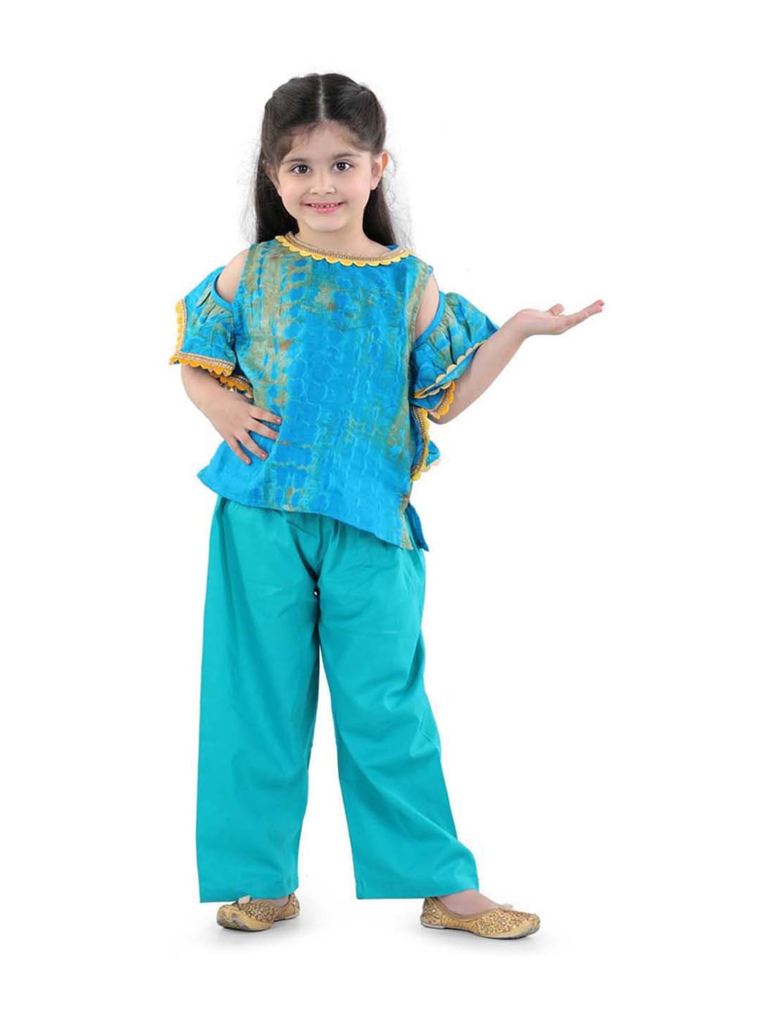 BownBee Kids Blue Printed Top & Pant