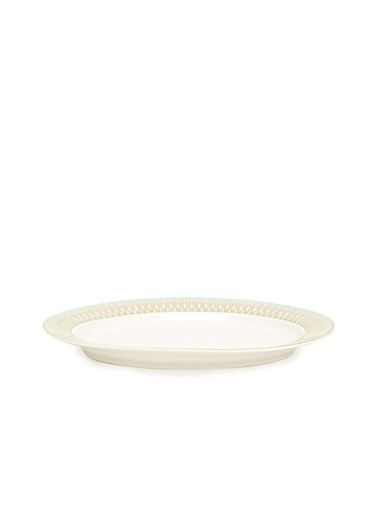 Home4U Amber Oval Color Bordered Multicolor Porcelain Platter