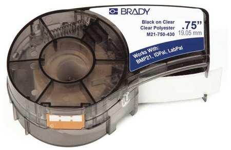 BRADY M21-750-430 Label Tape Cartridge, Black/Clear, Labels/Roll: Continuous