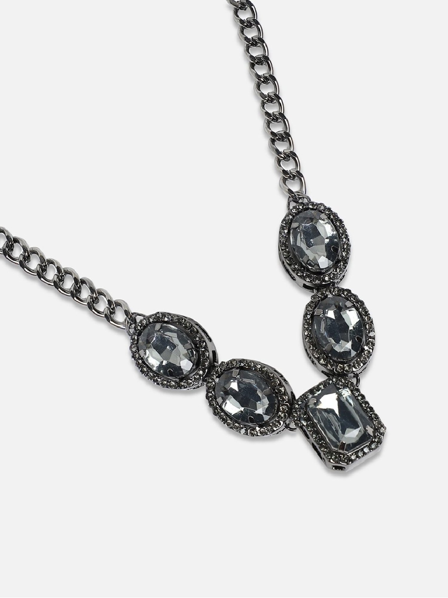 Sohi Women's Crystal Crescendo Collar Necklace - Moon Black