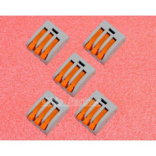 5pcs WAGO - spring lever push fit reuseable cable 3 wire Brand New