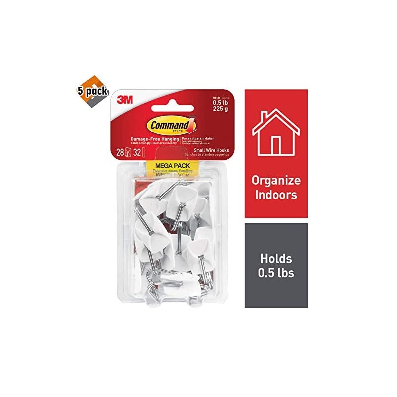 Wire Hooks White Indoor Use 17067MPES 5 Pack