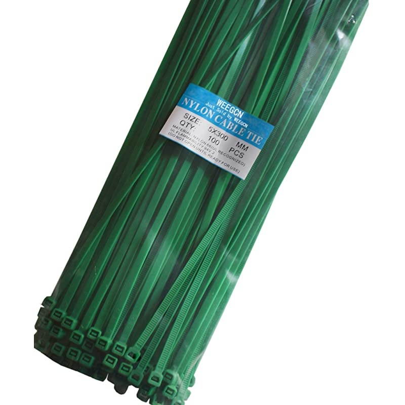 100 Pcs Nylon Cable Zip Ties - Heavy Duty Self-Locking 12 Inch Zip Ties Fasten Wrap Nylon Cable Straps Wire Ties for Organizing Wires, Home,Garden & Office Use (12-Inch, Green)