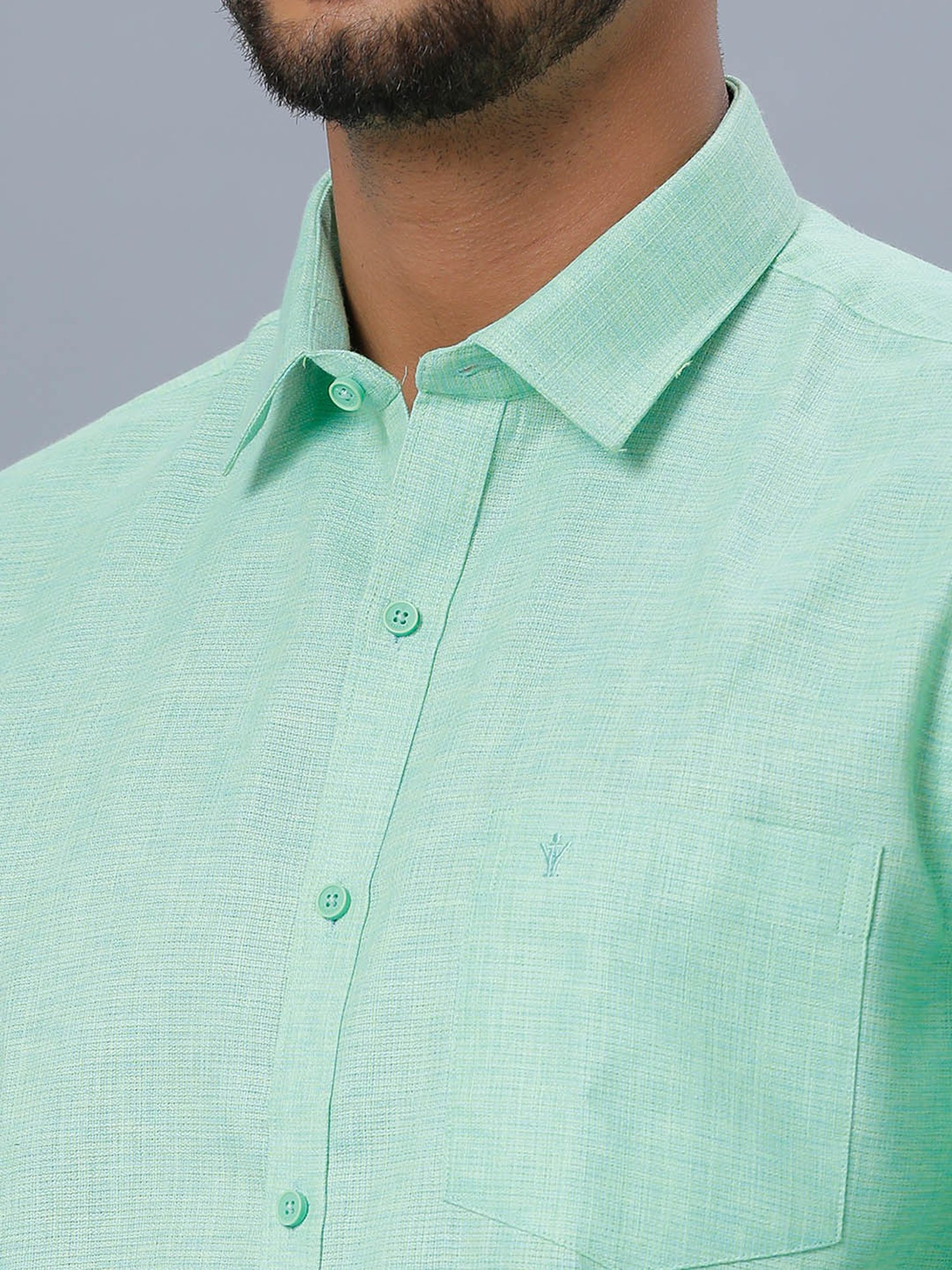 Ramraj Sea Green Regular Fit Shirt