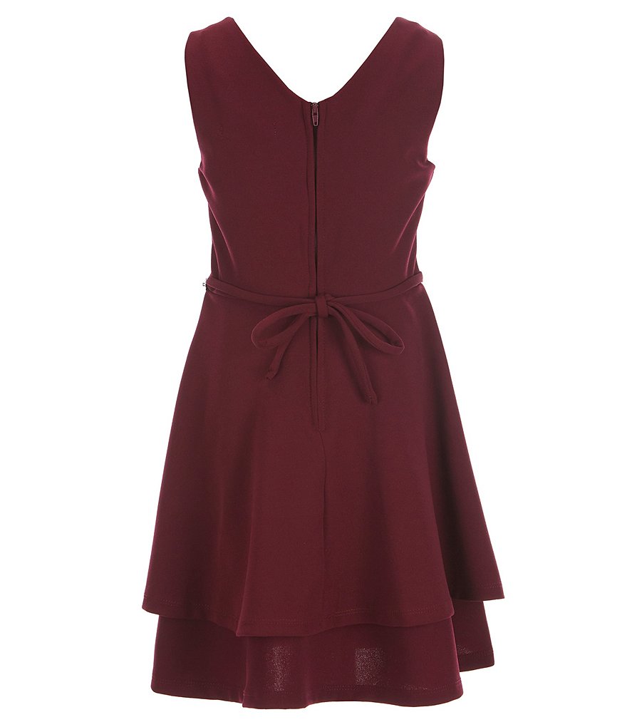 Honey and Rosie Big Girls 7-16 Sleeveless Ruffled Neck Scuba Skater Dress