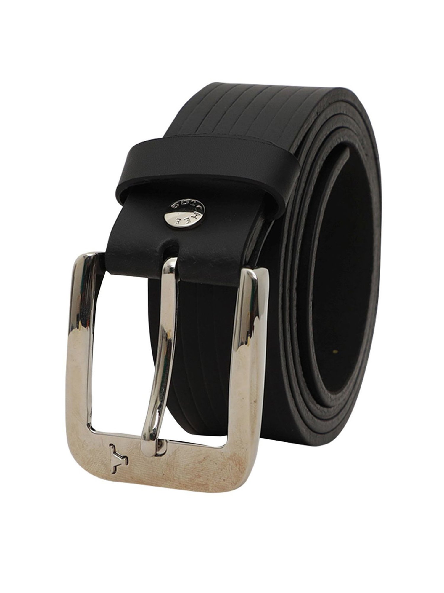 Bulchee Black Leather Textured Waist Belt