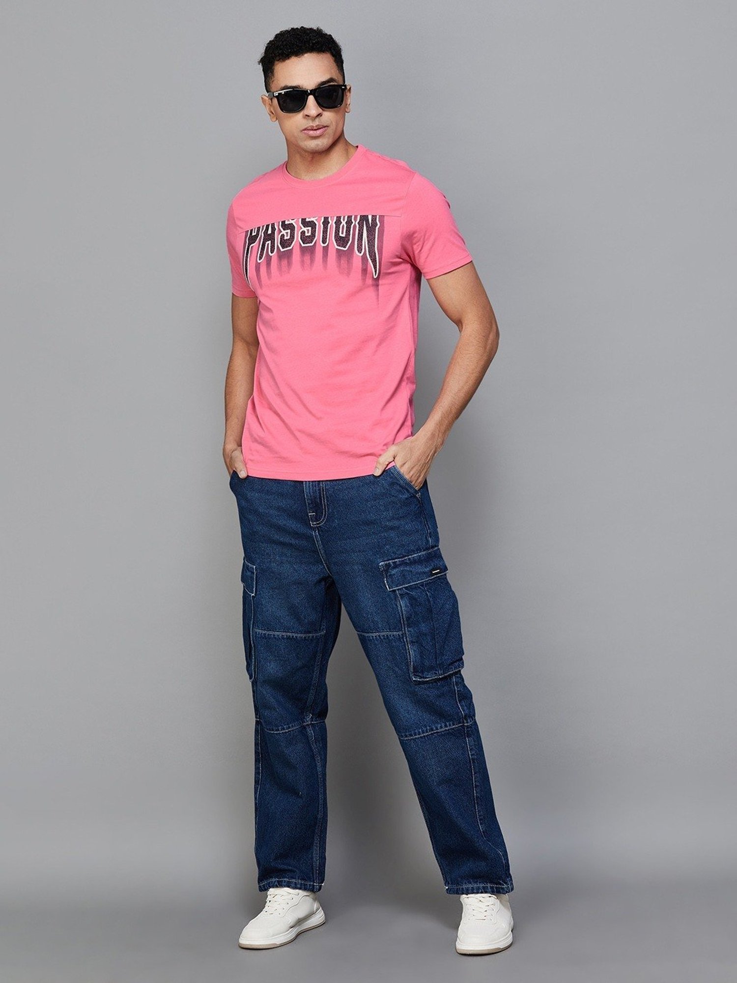 Forca by Lifestyle Pink Cotton Regular Fit Printed T-Shirt