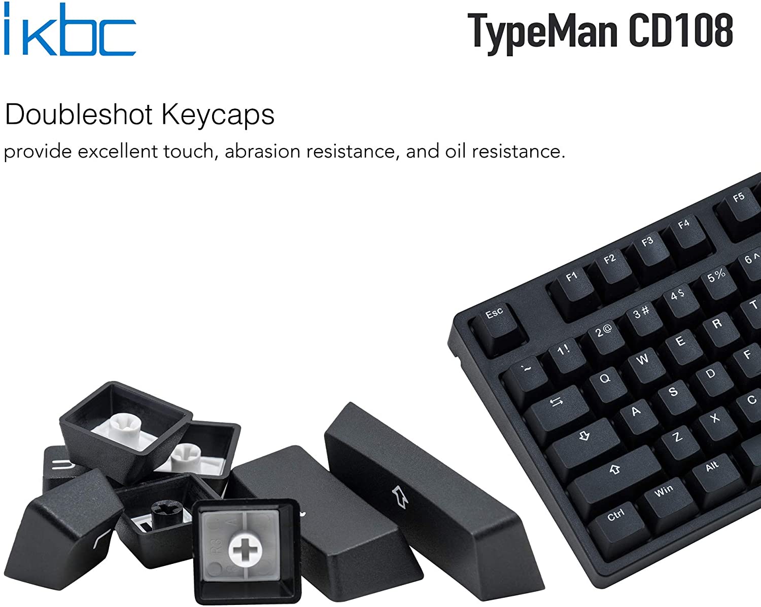 iKBC CD108 v2 Mechanical Keyboard with Cherry MX Clear Switch for Windows and Mac, Full Size Ergonomic Keyboard with PBT Double Shot Keycaps for Desktop and Laptop, 108-Key, Black, ANSI/US