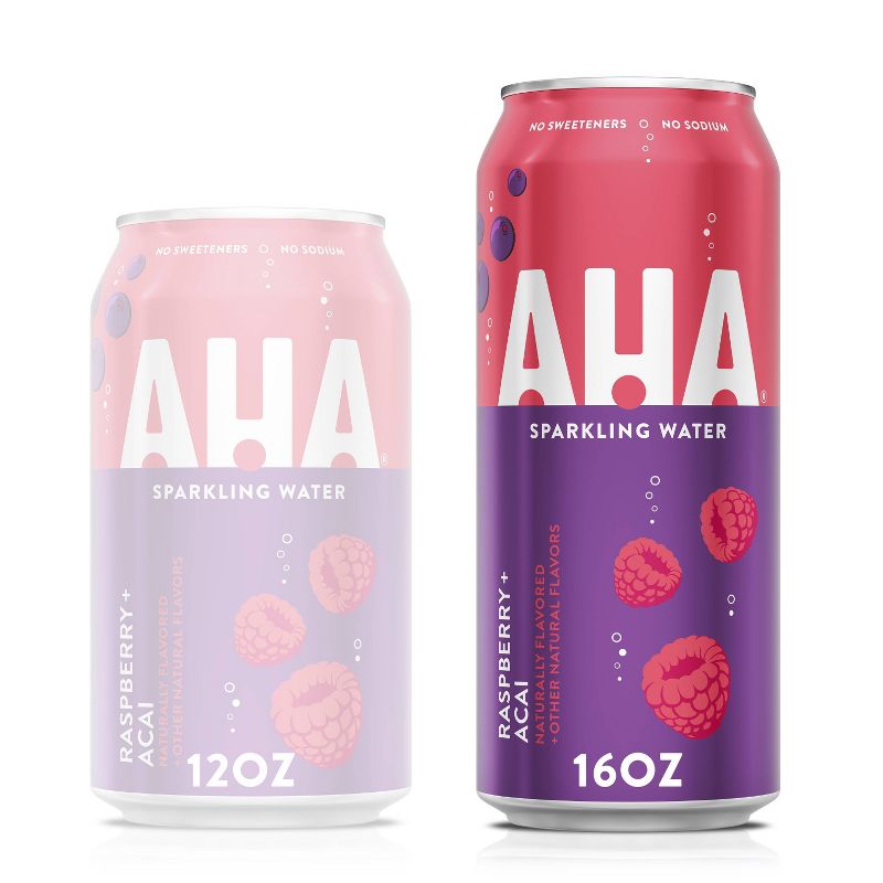 AHA Raspberry Acai Sparkling Water - 16 fl oz Can