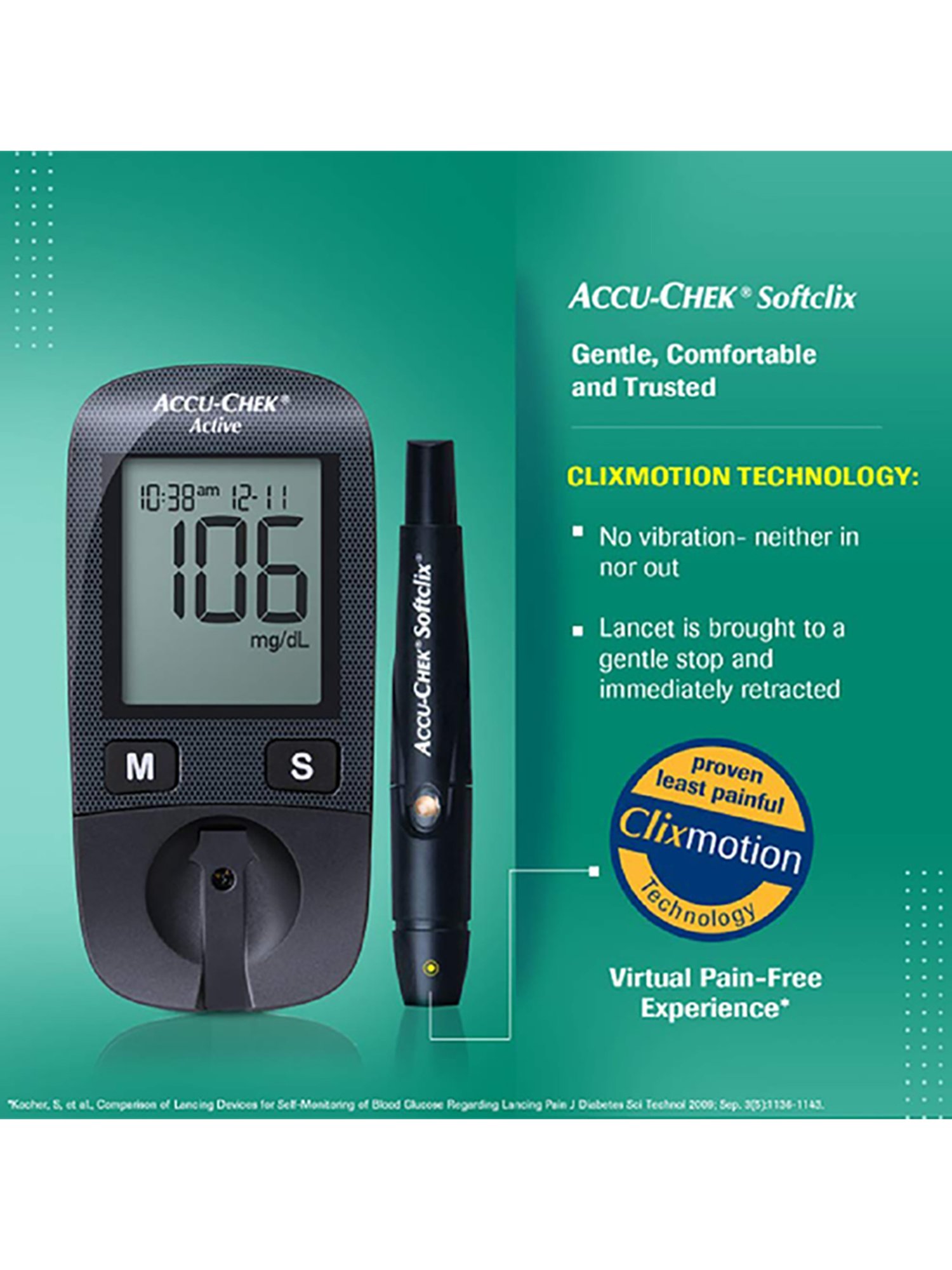Accu Chek Active Blood Glucose Meter Kit with 10 Strips (Black)