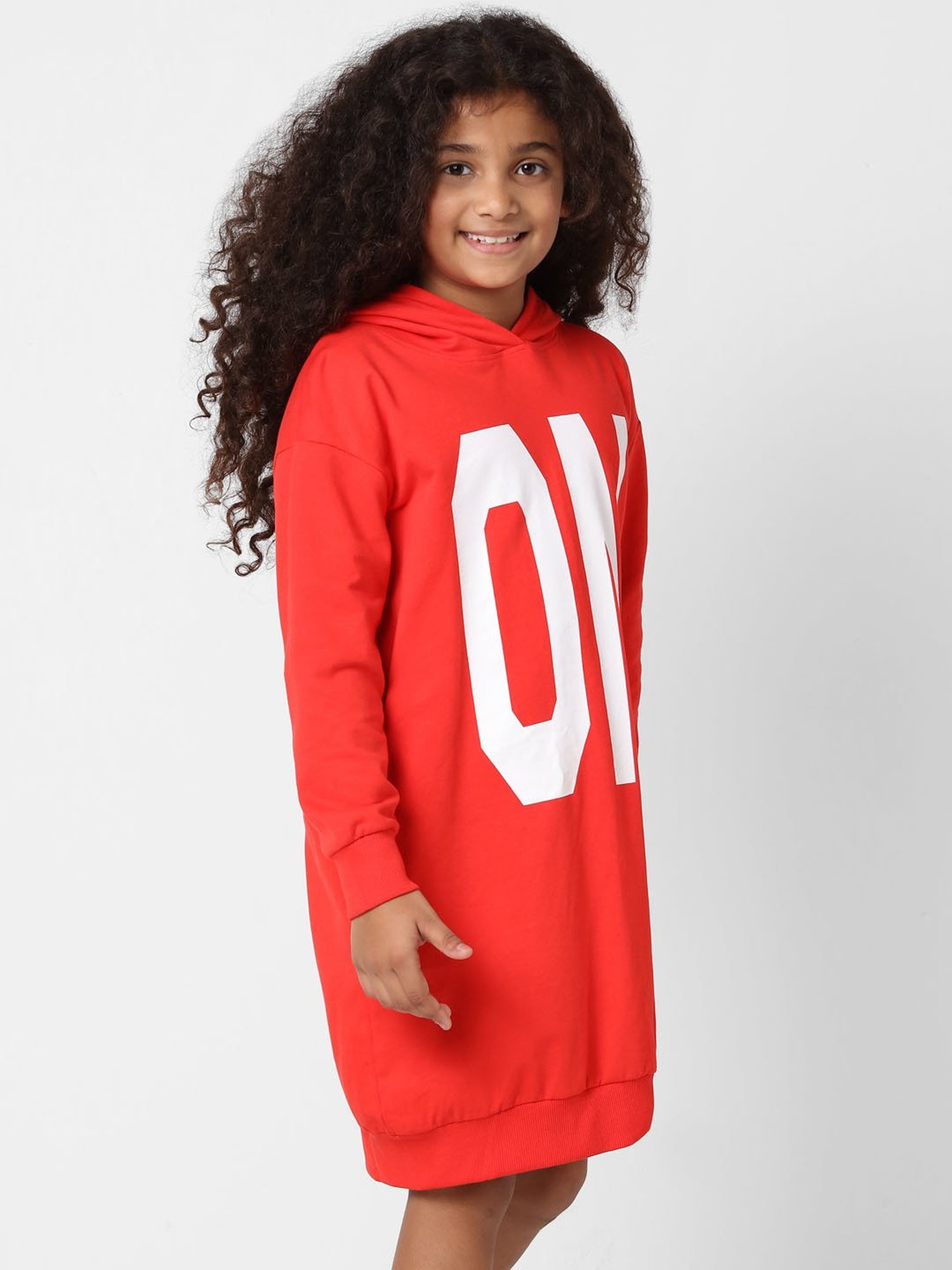 KIDS ONLY Red Printed Full Sleeves T-Shirt Dress