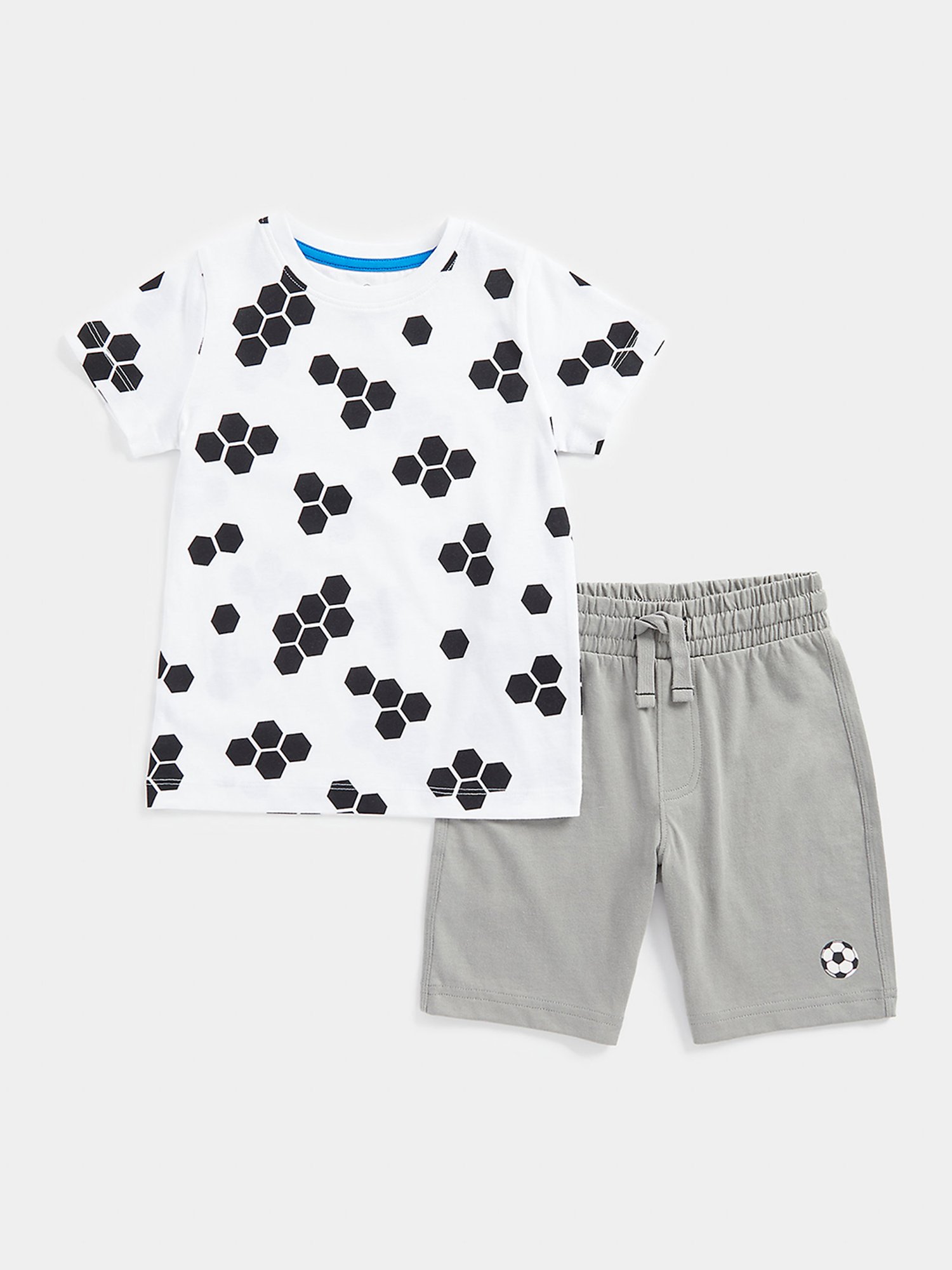 Mothercare Kids White & Grey Printed T-Shirt with Shorts