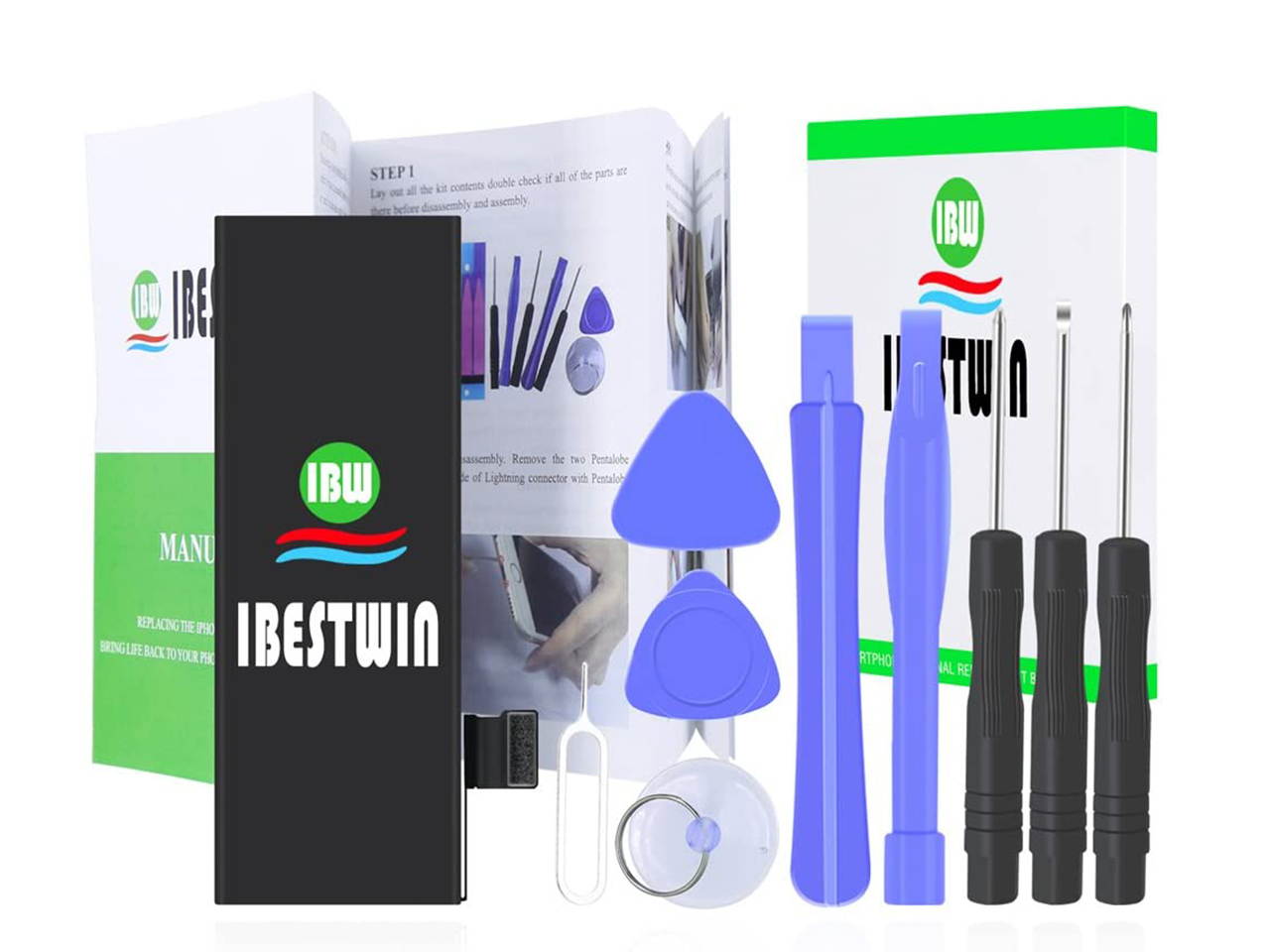 Battery for iPhone 5S/5C, IBESTWIN 1560mAh Replacement Battery for IP 5S/5C with Full Repair Tool Kit and Instruction, 0 Cycle - 3 Years Warranty